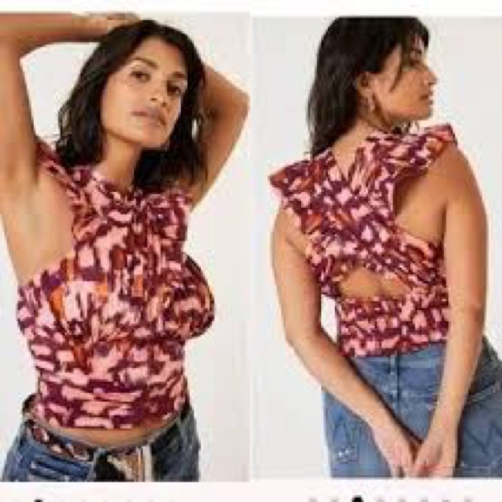 Anthropologie Ruched Ruffle Halter Top